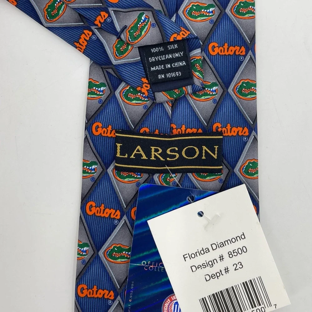 Florida‎ Gators Silk Tie University Florida Diamond Blue Gray Orange Larson NWT